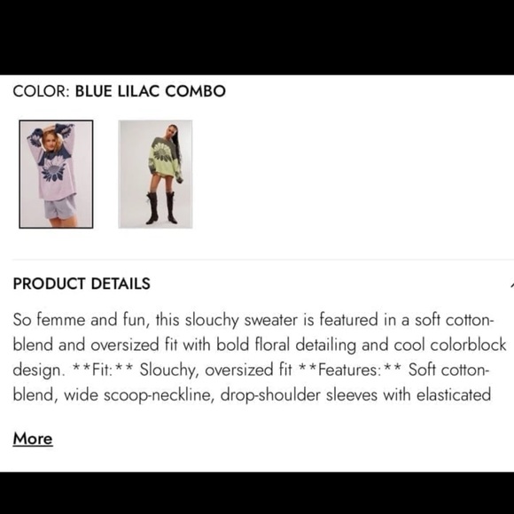 NWT Free People Oversized Chunky Daisy In Bloom Sweater Blue Lilac Women’s SM - Picture 5 of 8